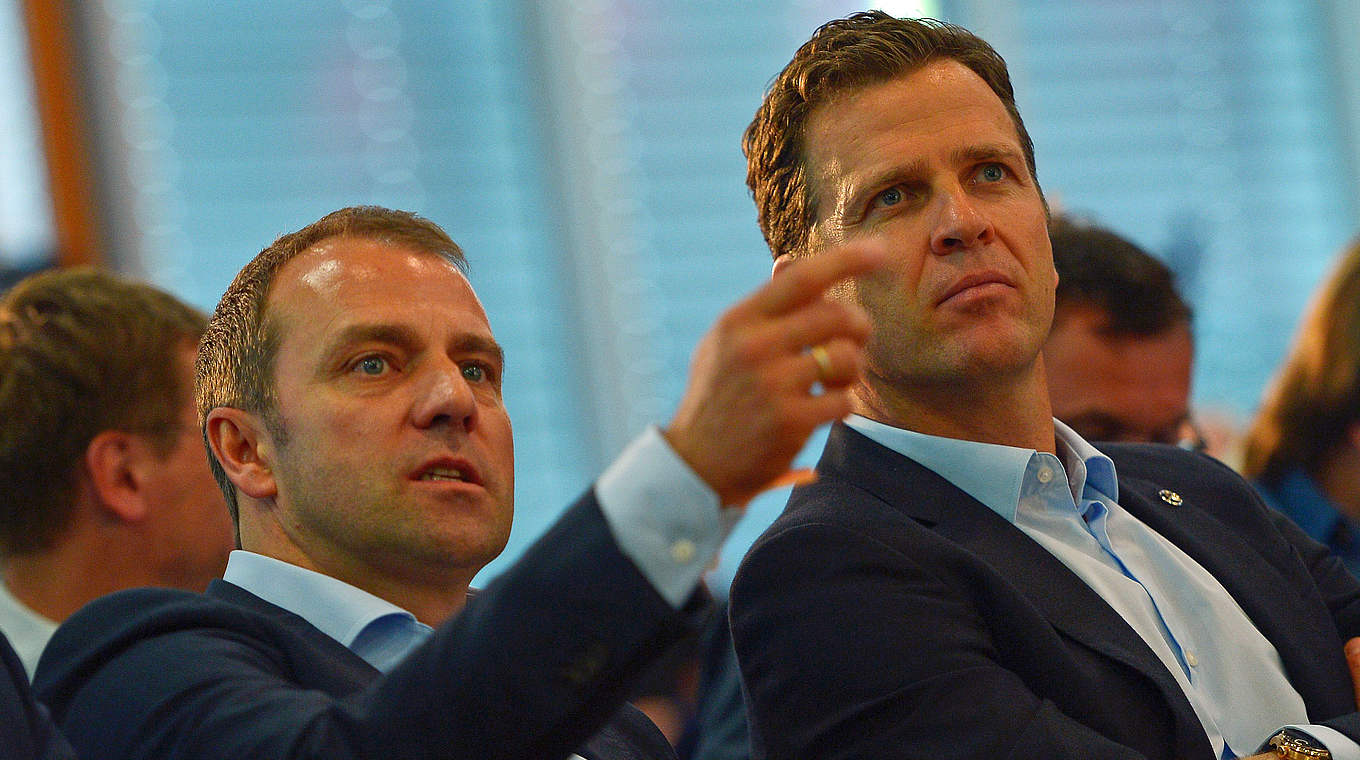 Bauen an der Zukunft des DFB: Sportdirektor Flick (l.) und A-Teammanager Bierhoff © 2014 Getty Images