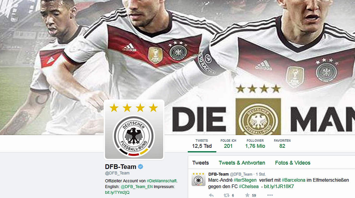 Via Twitter der "Mannschaft" folgen: Fans erfahren Interna aus der DFB-Auswahl © Twitter/DFB