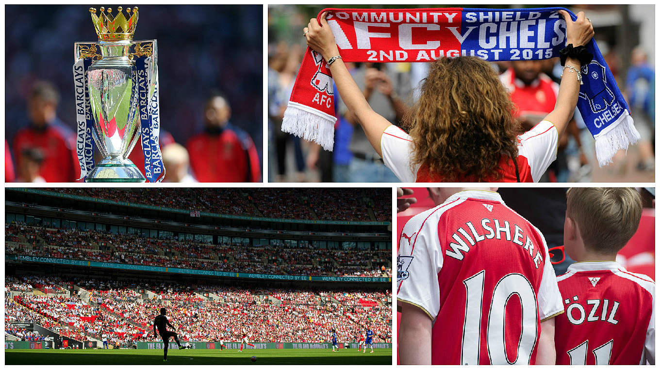 Tradition vor Topkulisse: 71.523 Fans sehen das "Community Shield" im Wembleystadion © imago/DFB