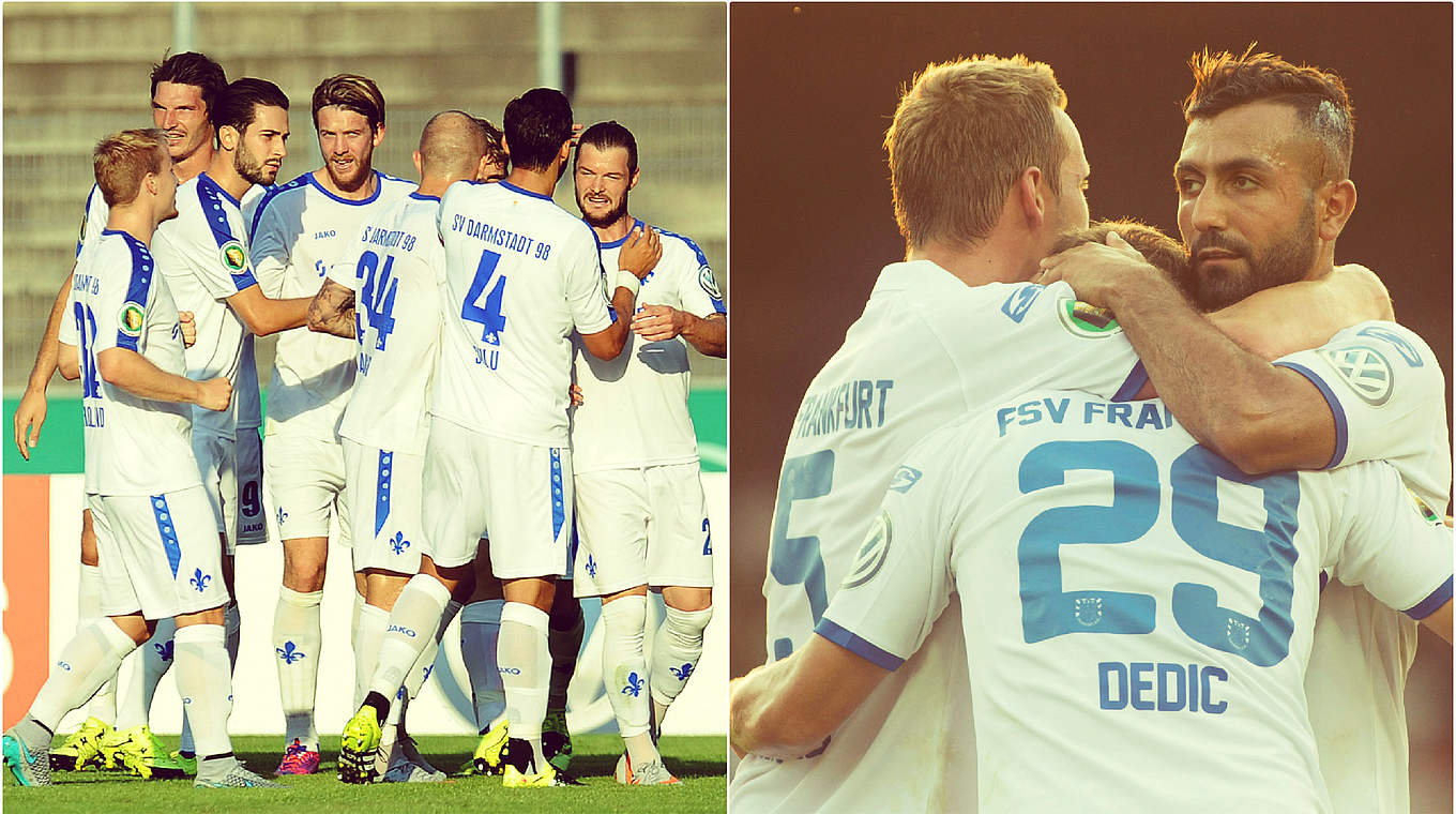 Into the next round: Darmstadt and FSV Frankfurt celebrate their wins © imago/DFB