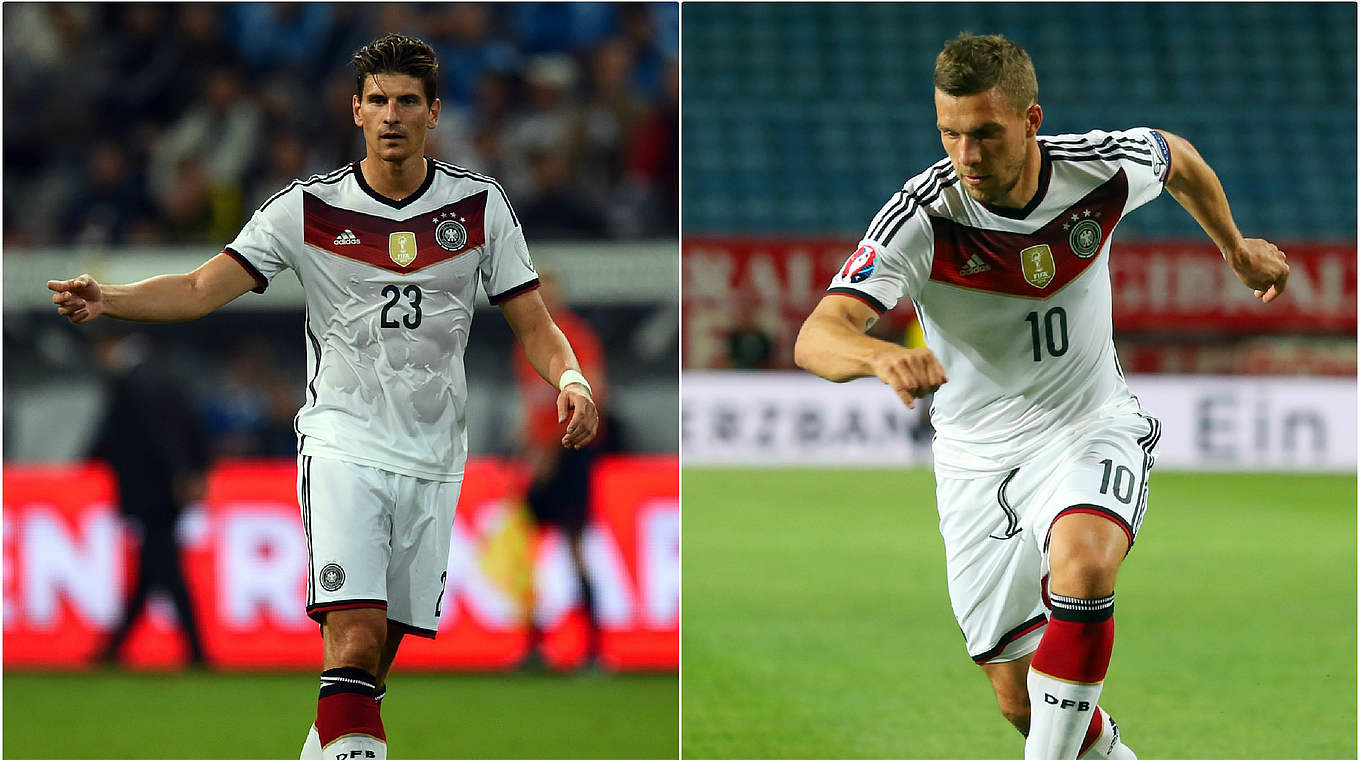 Mario Gomez and Lukas Podolski both want to be on the plane to EURO 2016 next summer © 