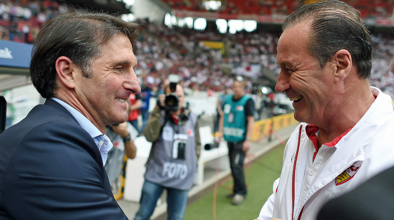 Zwei Trainer, ein Ziel: Labbadia (l.) und Stevens schaffen den Klassenverbleib 2015 © 2015 Getty Images