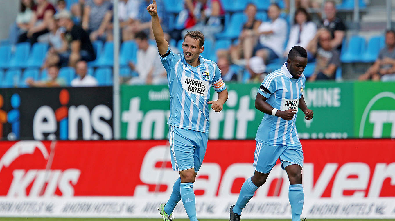 Einsatz gegen Großaspach fraglich: der Chemnitzer Kapitän Anton Fink (l.) © 2015 Getty Images