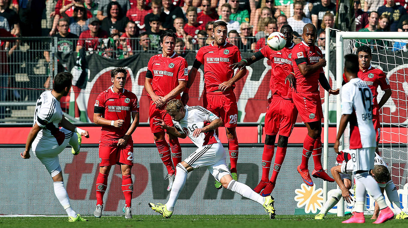 Hakan Calhanoglu scored the deciding free kick for Leverkusen © 