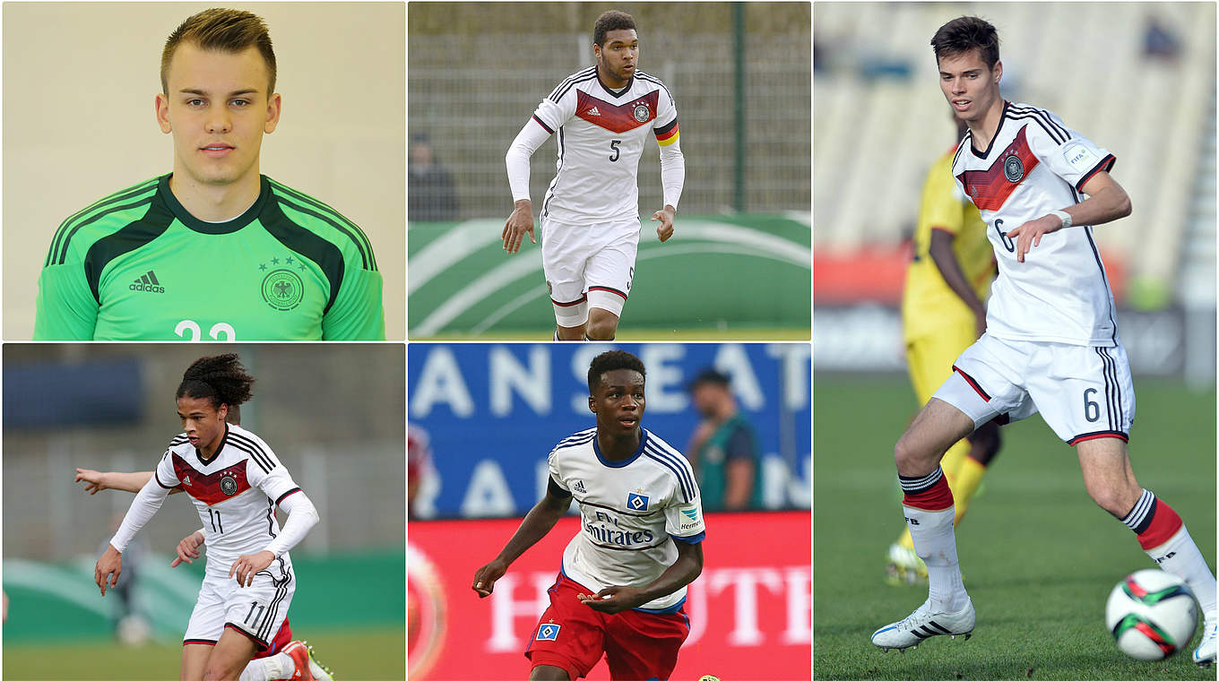 Neue Talente für die U 21: Wellenreuther, Tah, Weigl, Jung, Sané (Uhrzeigersinn v.o.l.) © imago/Getty Images/DFB