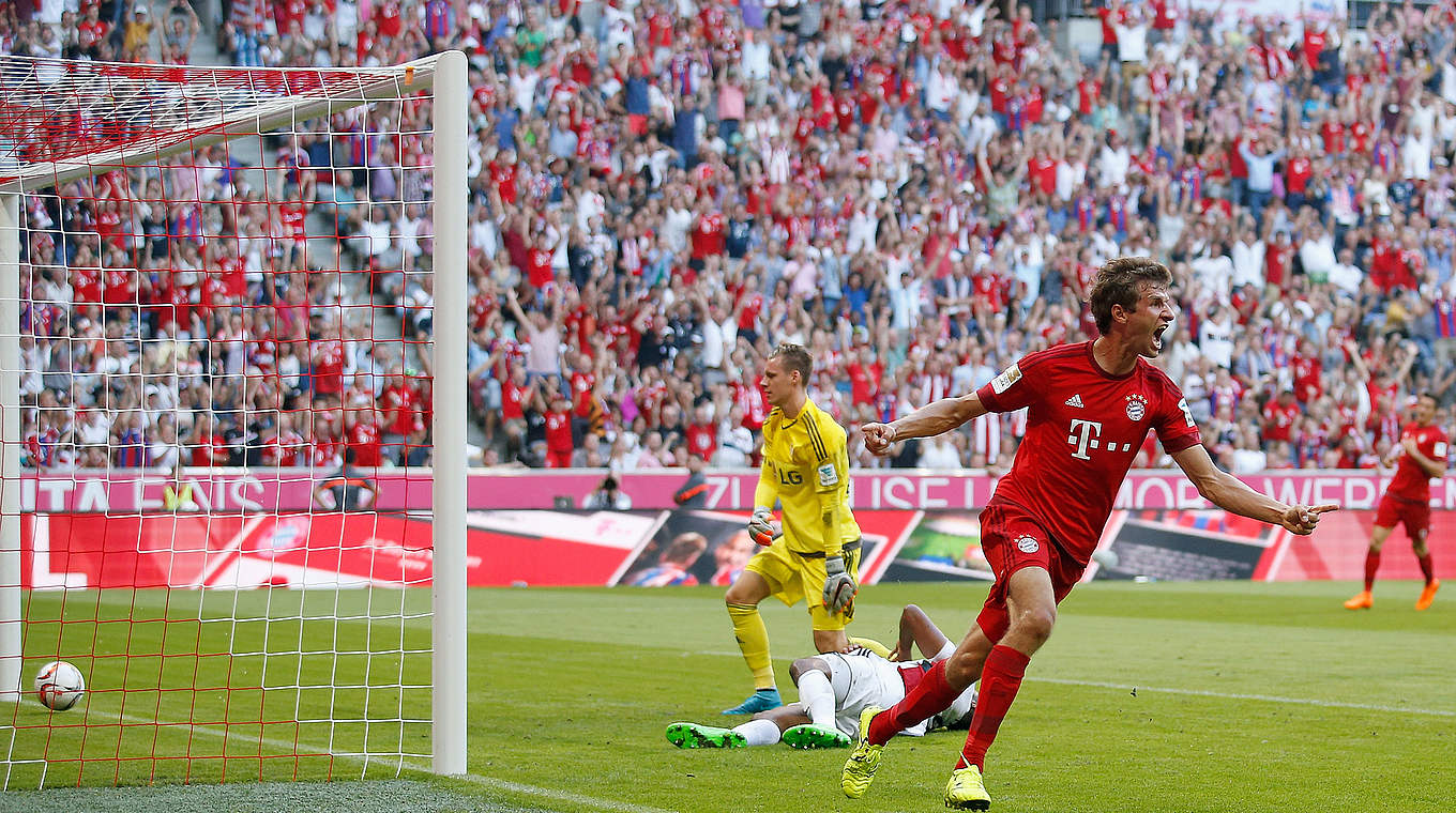 Thomas Müller bagged two goals as Bayern beat Bayer Leverkusen 3-0 on Saturday © 2015 Getty Images
