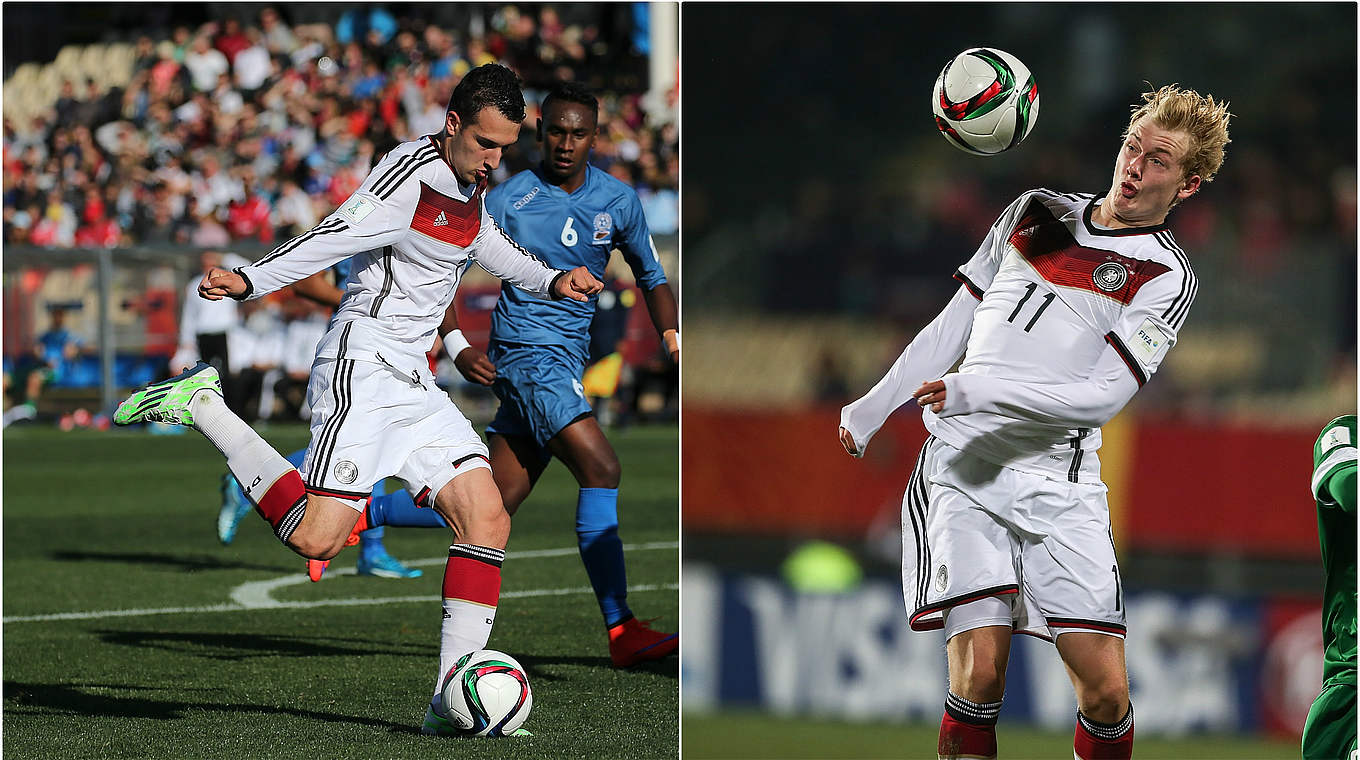 "Es lohnt sich, ins Stadion zu kommen": Öztunali (l.) und Brandt werben für die U 21 © Getty/DFB
