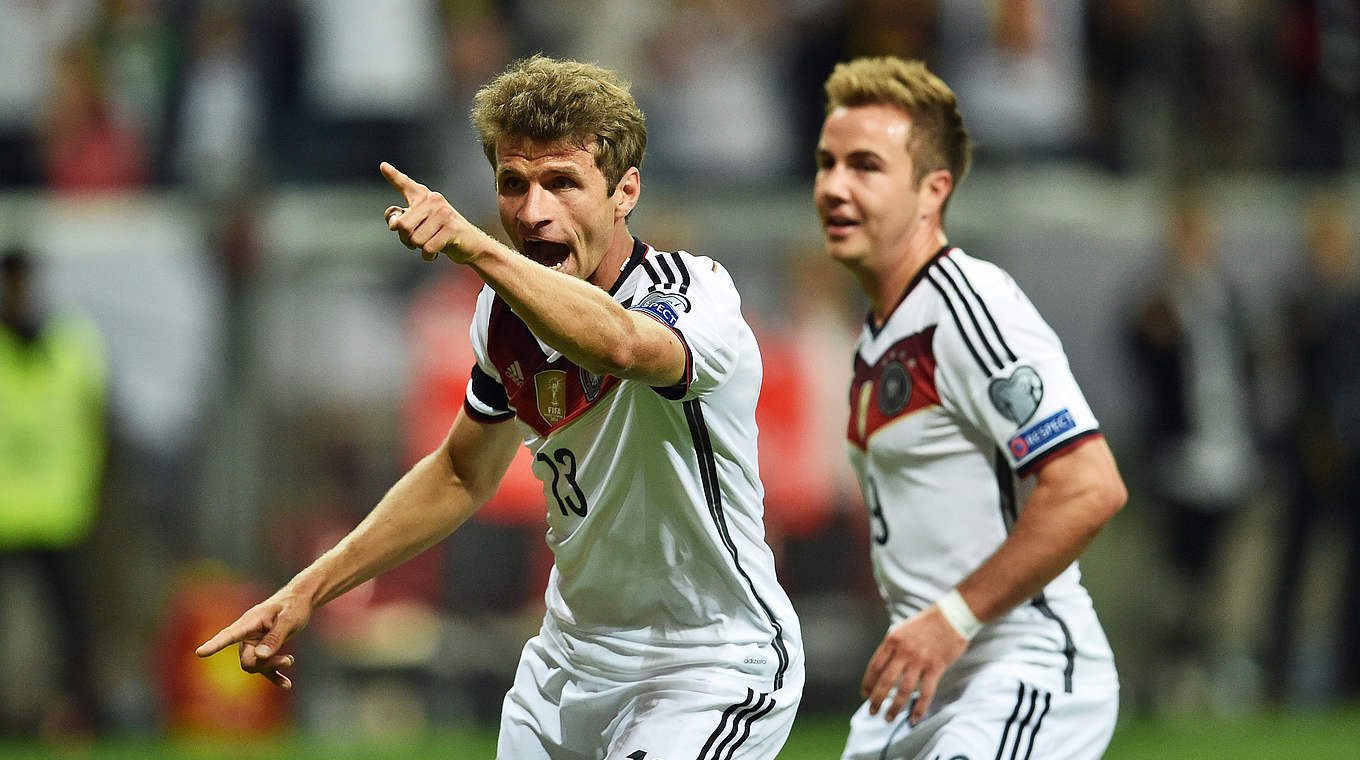 Müller grabbed his 28th goal for Germany last night © 2015 Getty Images