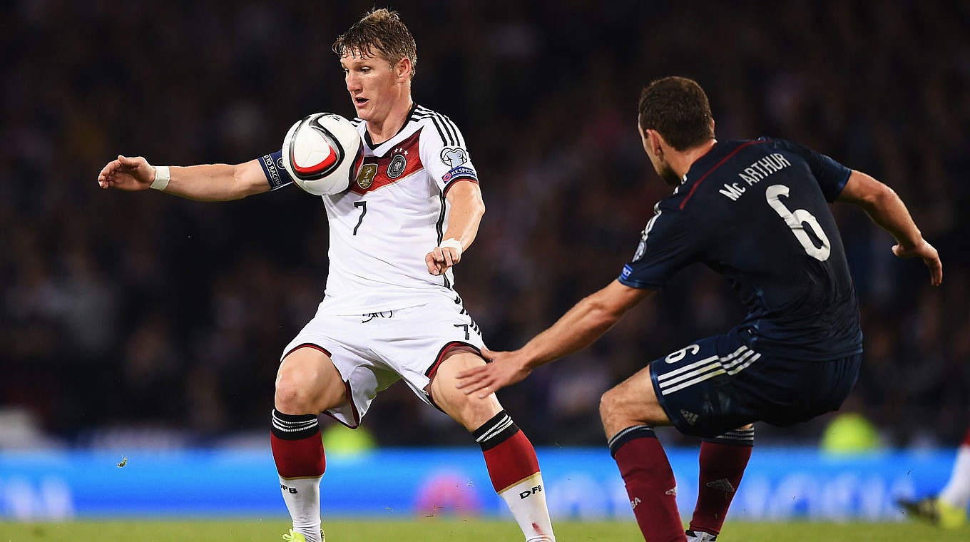 Bastian Schweinsteiger captained the team again in Glasgow © 2015 Getty Images
