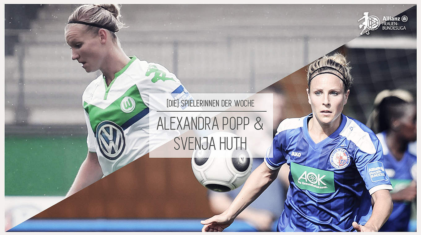 Zwei Spielerinnen, ein Titel: Alexandra Popp (l.) und Svenja Huth räumen bei den Fans ab © DFB