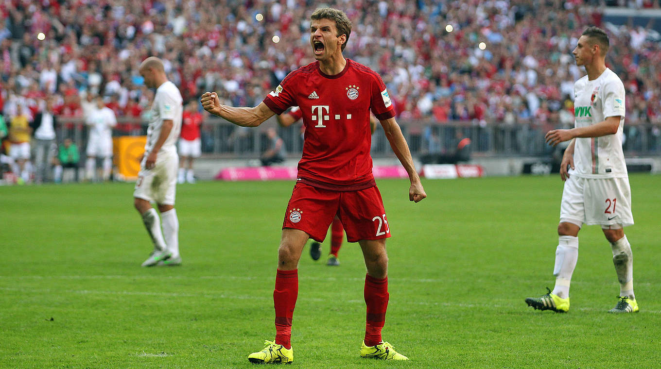 World Cup winner Thomas Müller knows how difficult a trip to Augsburg can be © 2015 Getty Images