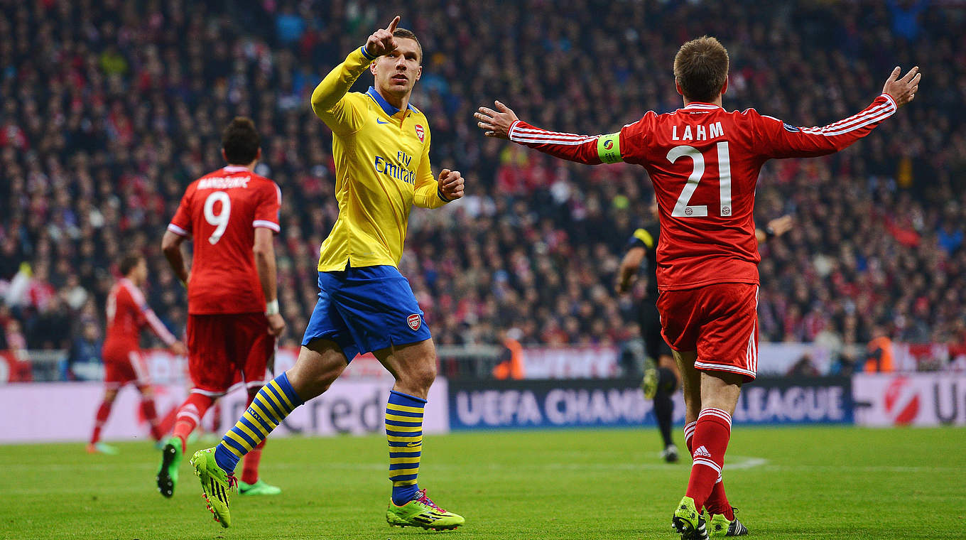 Torschütze für Arsenal: Podolski trifft 2014 gegen die Bayern © 2014 Getty Images