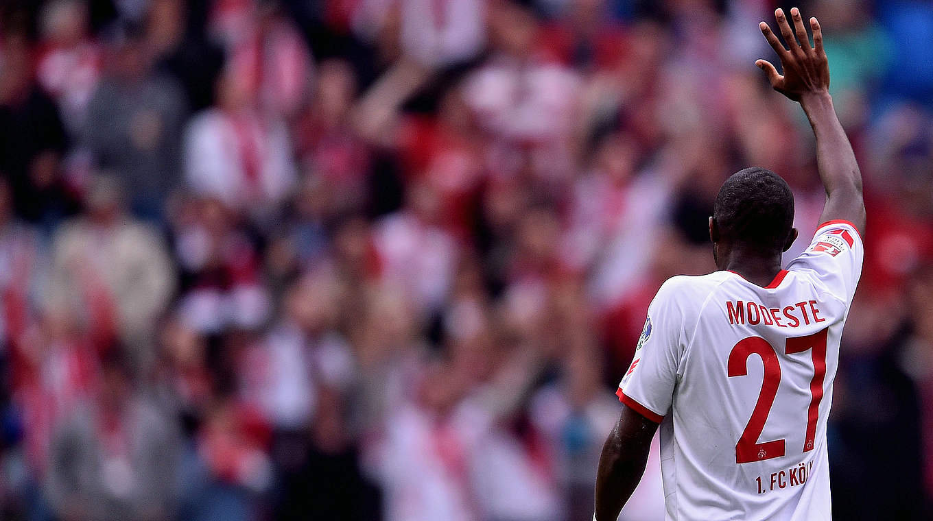 Anthony Modeste clinched Köln's winner in derby victory. © 2015 Getty Images