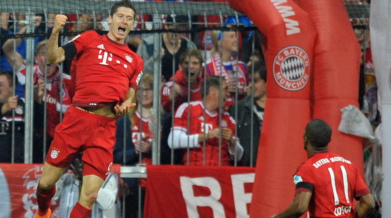 15-mal Torjubel in der Hinrunde der Bundesliga: Bayern-Angreifer Robert Lewandowski © 2015 Getty Images