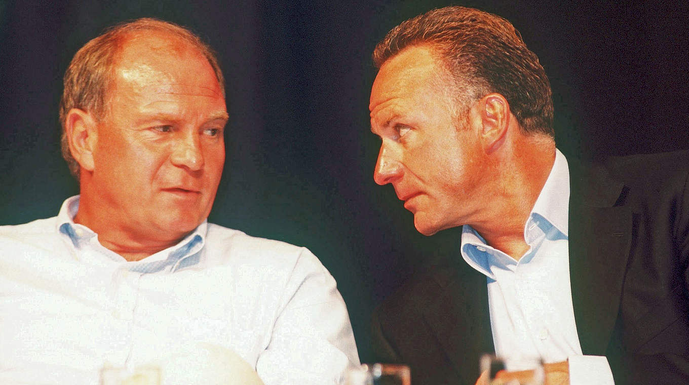 Starkes Team: Ex-Präsident Uli Hoeneß und Karl-Heinz Rummenigge (r.) führten den FC Bayern an die Spitze Europas © Bongarts