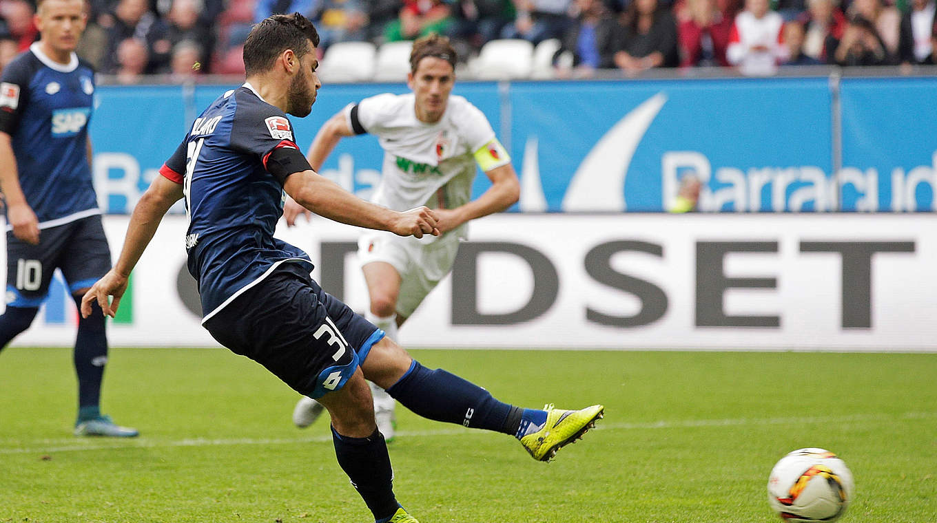 Volland netted a brace for TSG against Augsburg © 2015 Getty Images