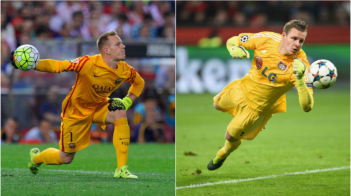Ter Stegen and Leno are teammates at international level but opponents this evening © Bongarts/GettyImages/DFB