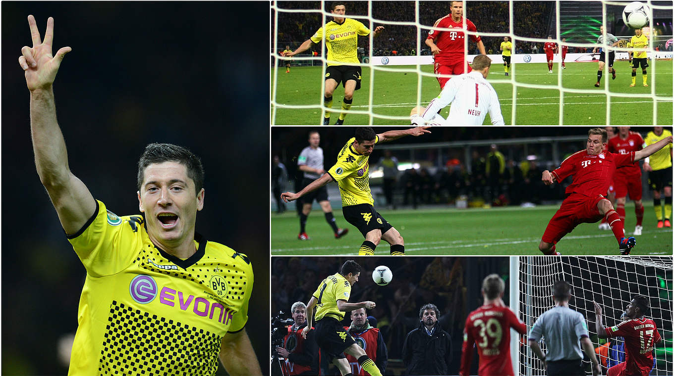 Dreierpack beim 5:2 für den BVB im Pokalfinale 2012: Robert Lewandowski © Bongarts/GettyImages/DFB