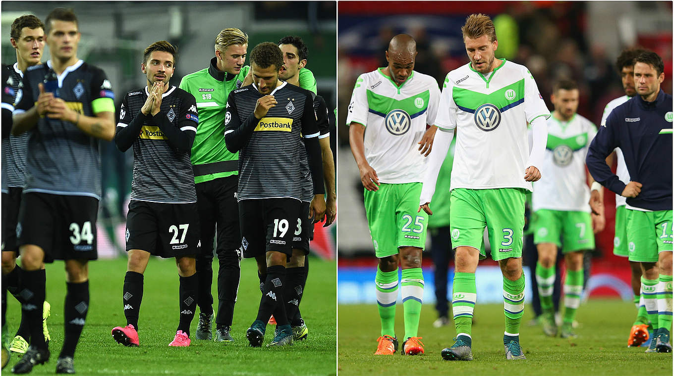 Unterlegen in der Königsklasse: Gladbach und Wolfsburg © 2015 Getty Images