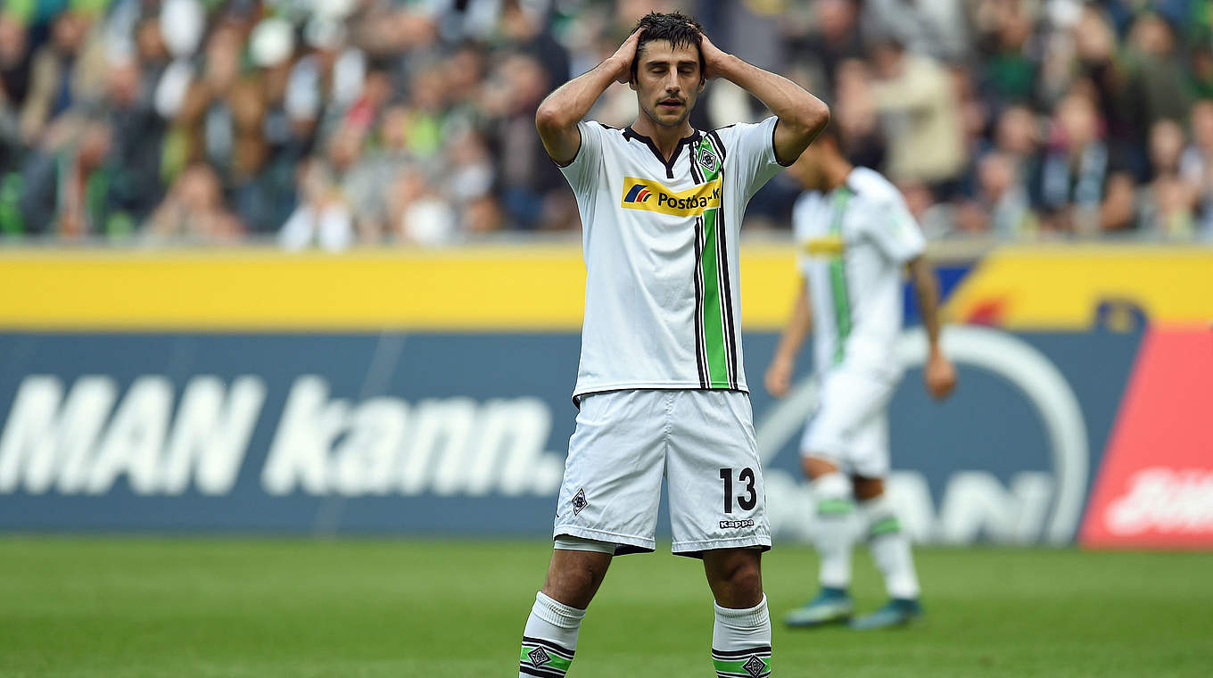 Gladbach's Lars Stindl hit the post early on in the 2-0 win. © 2015 Getty Images