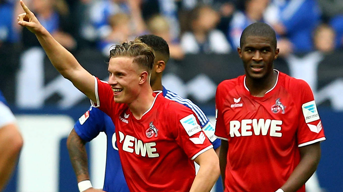 Gekämpft, getroffen, gejubelt: Kölns Yannick Gerhardt (v.) beim 3:0 gegen Schalke © 2015 Getty Images