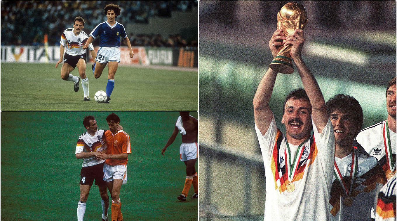 Der größte Triumph: Am 8. Juli 1990 stemmt Jürgen Kohler den WM-Pokal in Rom hoch © imago/DFB