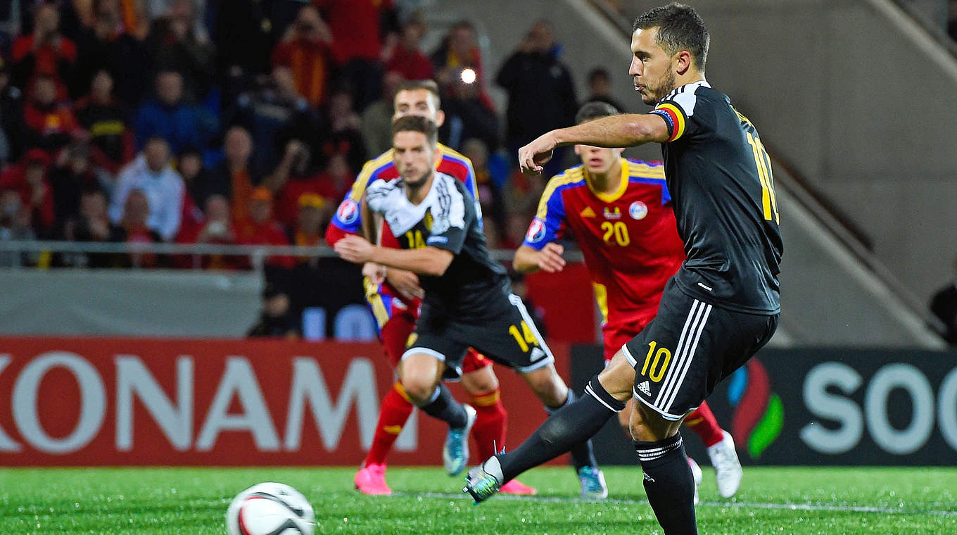 Erst vom Punkt getroffen, später gescheitert: Belgiens Eden Hazard © 2015 Getty Images