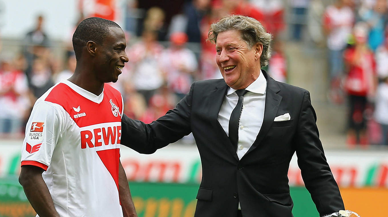 Anthony Ujah (l.) mit FC-Ikone Toni Schumacher: "Ich hatte drei tolle Jahre in Köln" © 2015 Getty Images