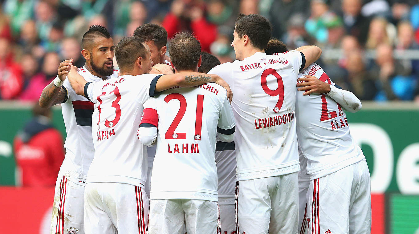 Der 999. Sieg in der Bundesliga: Die Bayern gewinnen am 17. August 2015 in Bremen © 2015 Getty Images