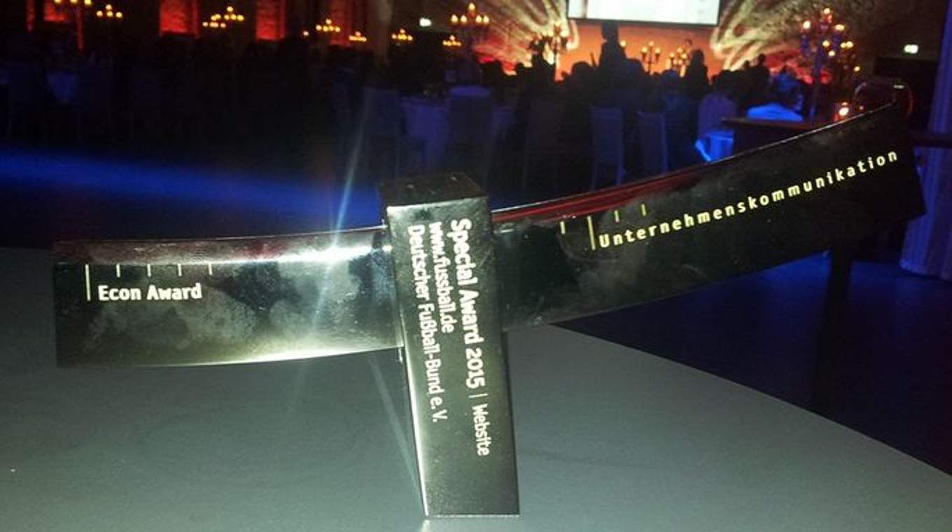 Da ist das Ding: Special Award in der Kategorie Digitale Medien für DFB und FUSSBALL.DE. © Breideband