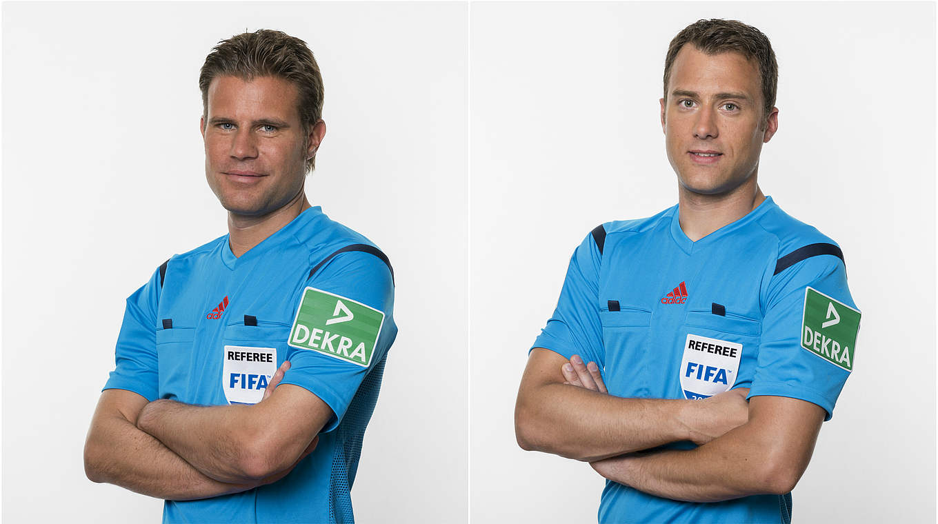 Pfeifen für den DFB international: Dr. Felix Brych (l.) und Felix Zwayer © 2015 Getty Images