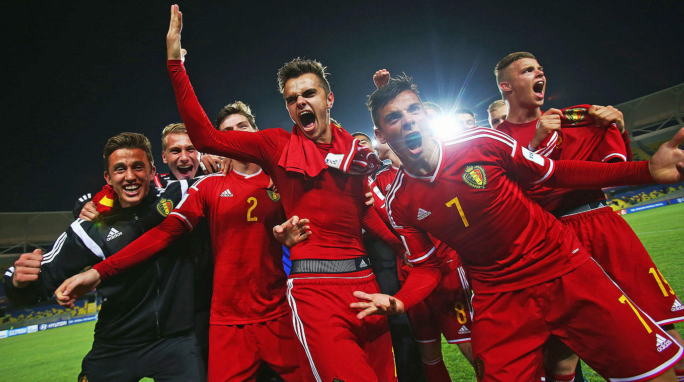 Großer Jubel bei den Belgiern: Sie stehen zum ersten Mal im U 17-WM-Halbfinale © FIFA/FIFA via Getty Images