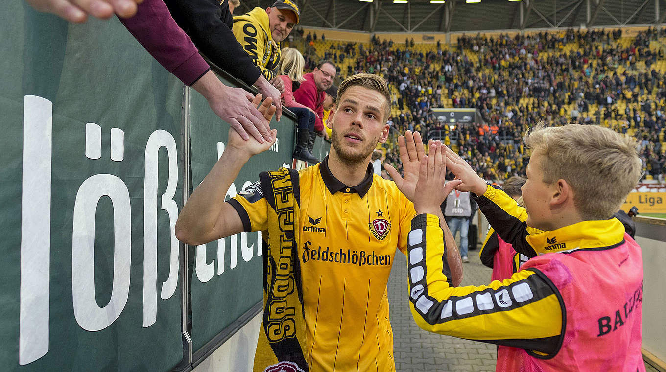 Liebling der Fans von Dynamo Dresden: Justin Eilers, der Toptorjäger der 3. Liga © imago/Robert Michael