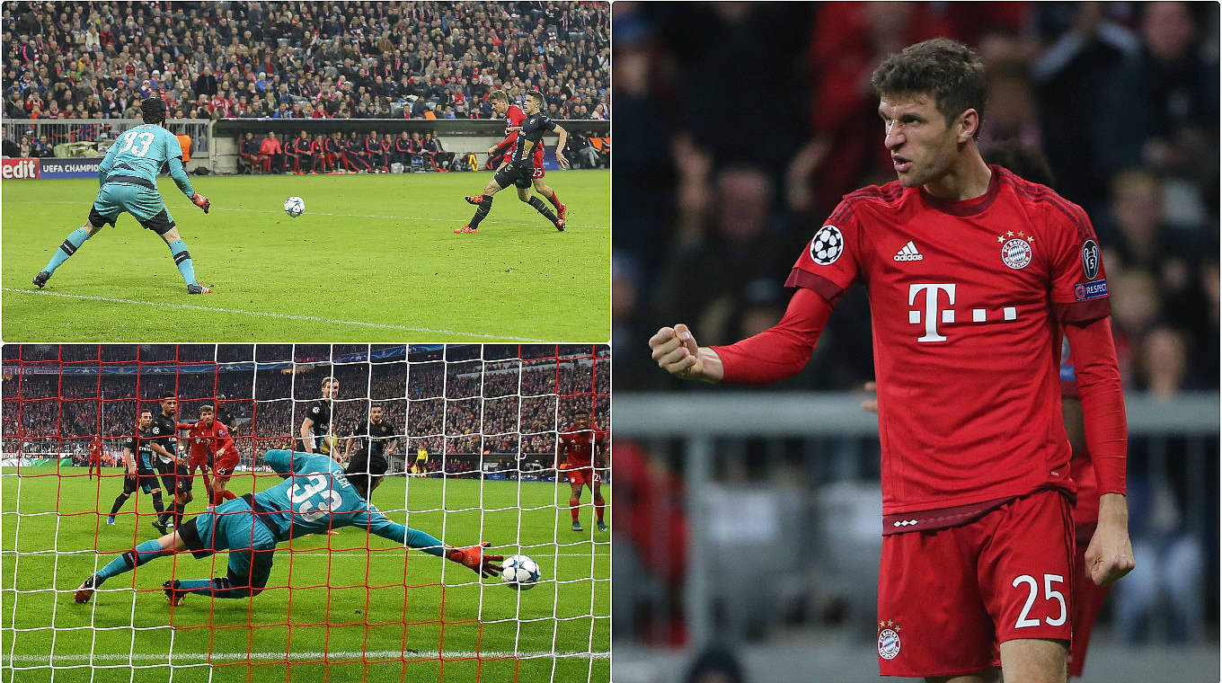 Thomas Müller of Bayern München scored goals number 31 and 32 in Europe last night © imago/DFB