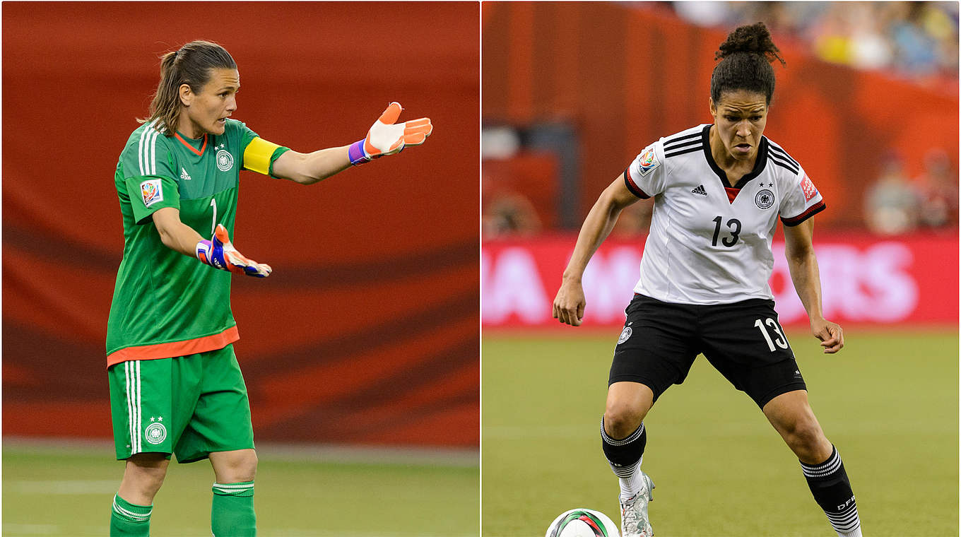 Nadine Angerer und Celia Sasic werden beim Spiel in Duisburg verabschiedet © DFB/GettyImages