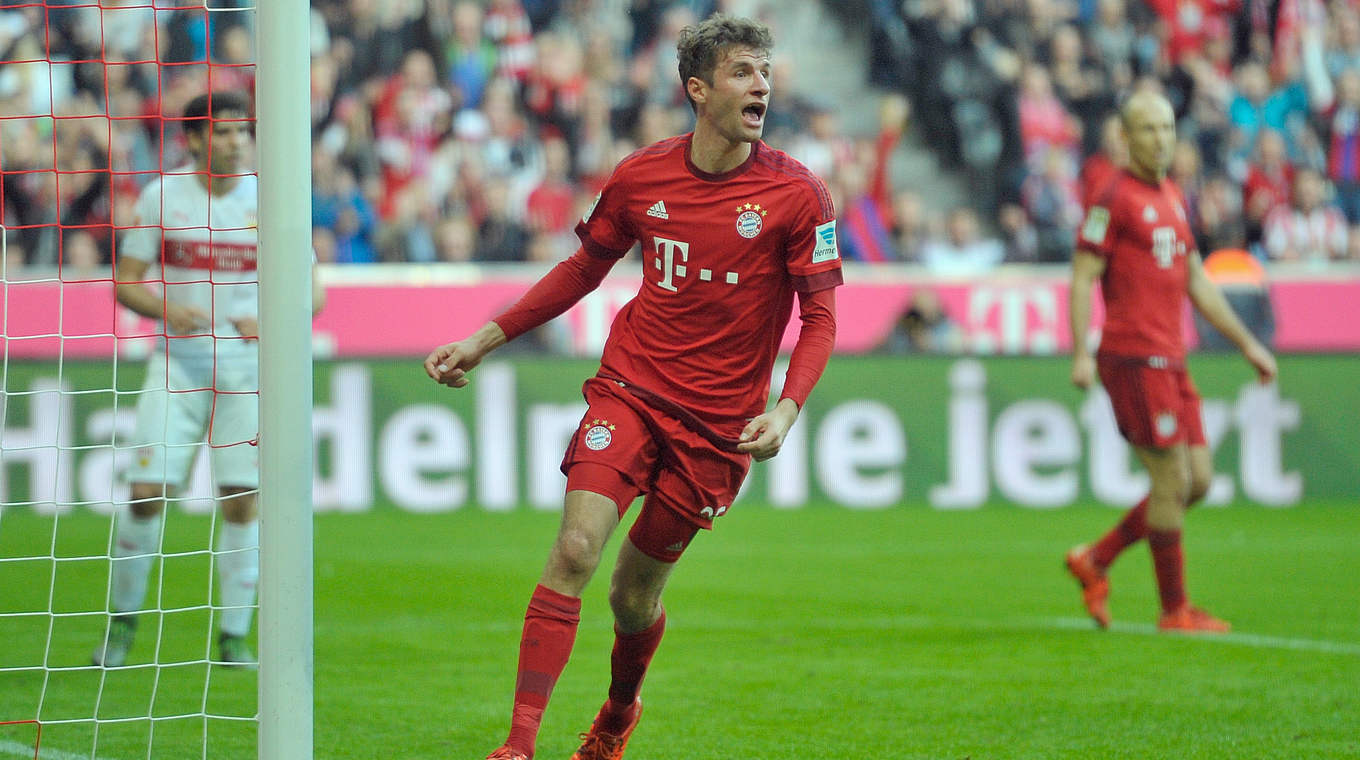 Thomas Müller scored in FC Bayern's 4-0 win. © 2015 Getty Images