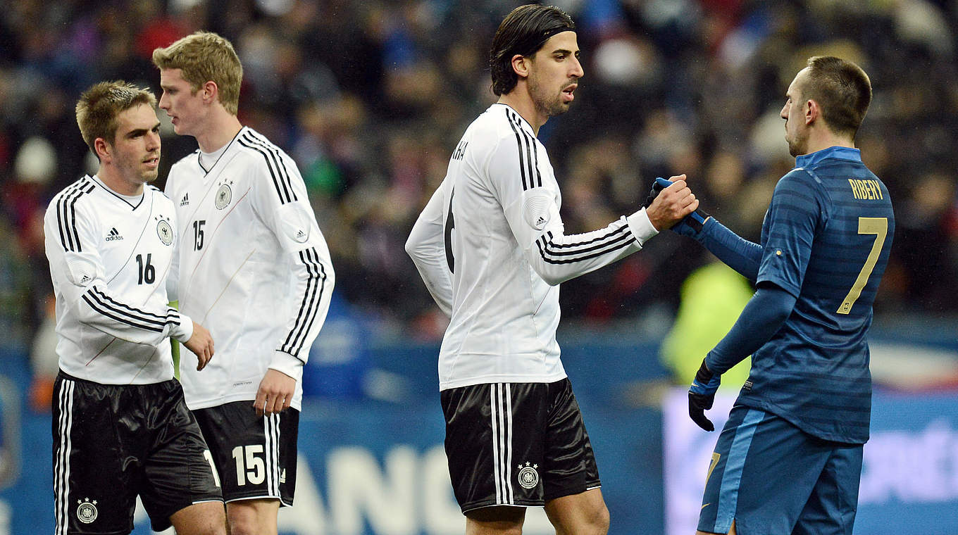 Sieg im letzten Spiel in Frankreich: Khedira (2.v.r.) und Co. gewinnen 2013 mit 2:1 © 2013 AFP/Getty Images