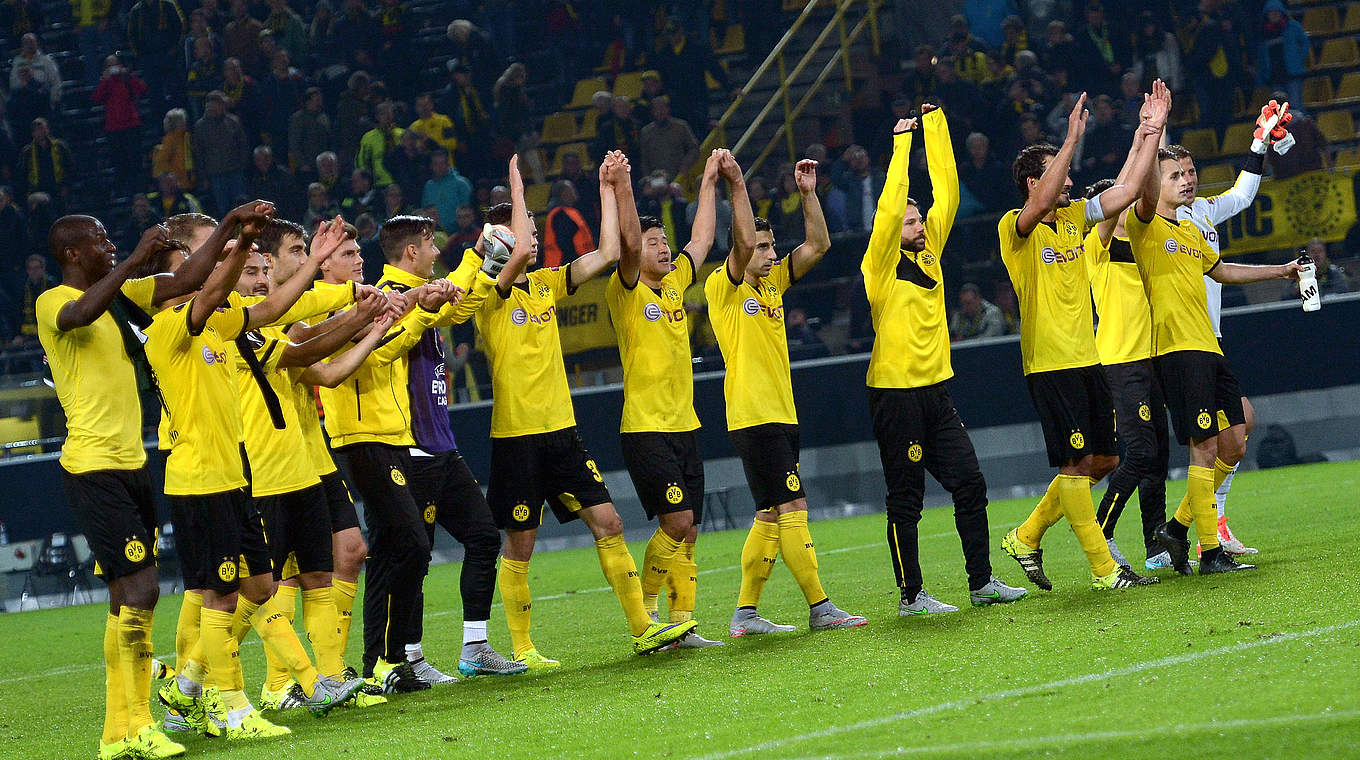 Borussia Dortmund - FK Krasnodar 2:1 (1:1): Dortmund feiert einen gelungenen Start in die Euro League. Allerdings muüssen die Fans bis zum Schluss zittern, ehe in der Nachspielzeit der verdiente Siegtreffer gelingt © 2015 Getty Images