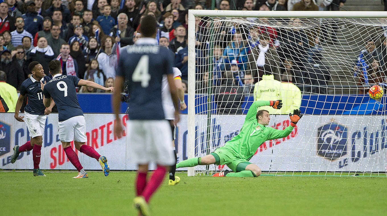 Olivier Giroud put France ahead on the stroke of half time © GES/Alexander Scheuber