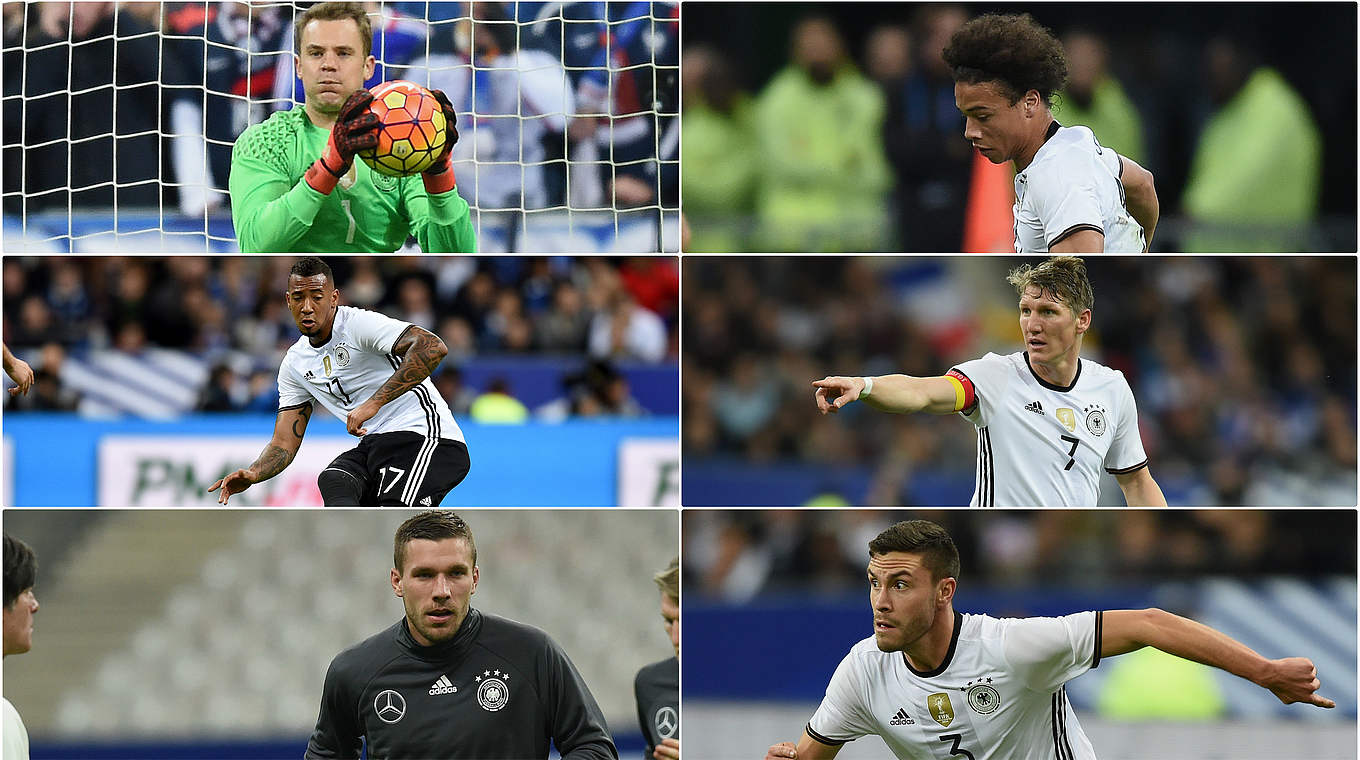 Neuer, Sané, Boateng, Schweinsteiger, Podolski, Hector will all miss the Netherlands game © GettyImages/DFB