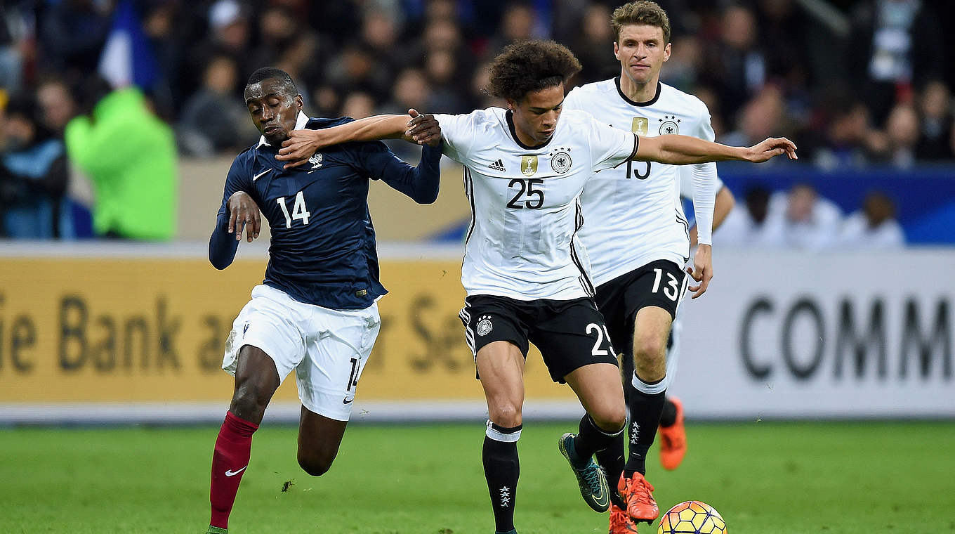 Sane made his first senior appearance for Germany in their match against France © 2015 Getty Images