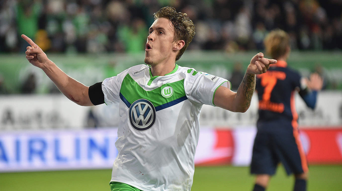 Max Kruse scored a brace in Wolfsburg's win © 2015 Getty Images