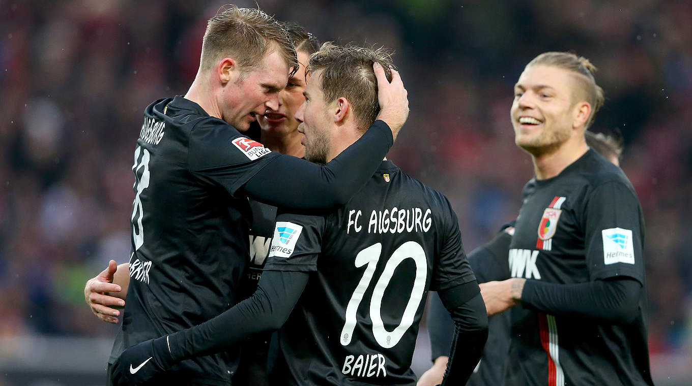 Augsburg celebrate an important win © 2015 Getty Images