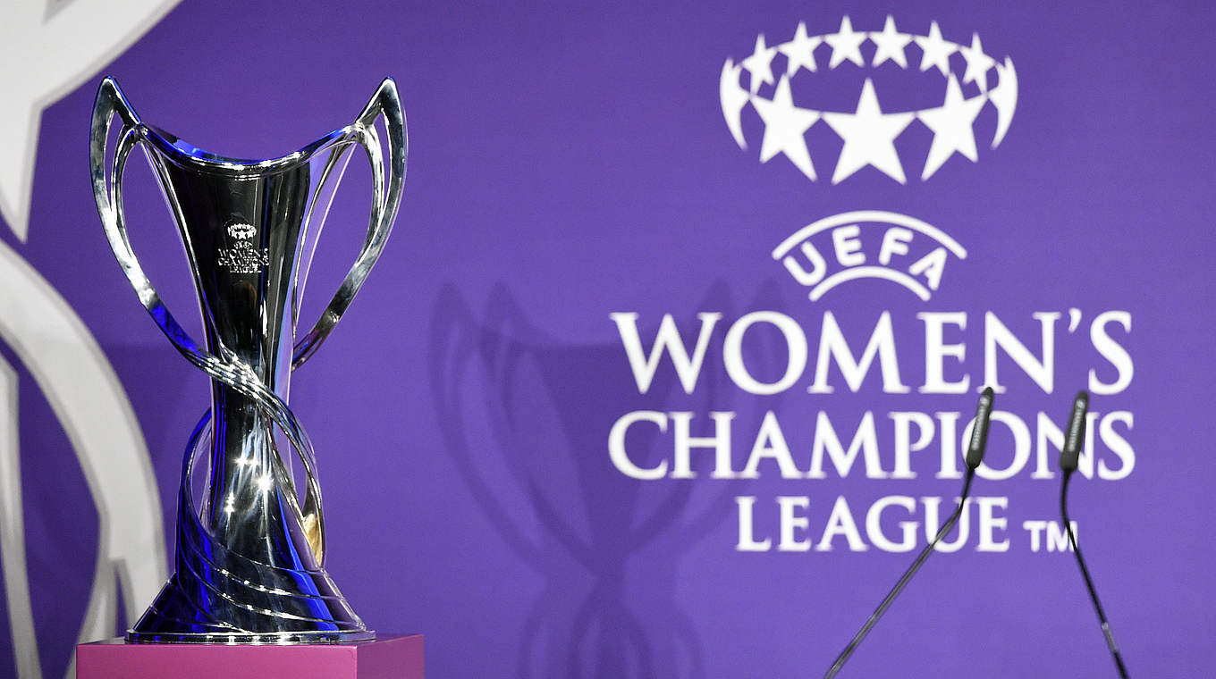 The Women's Champions League trophy, awaiting its winner in Reggio Emilia © AFP/Getty Images