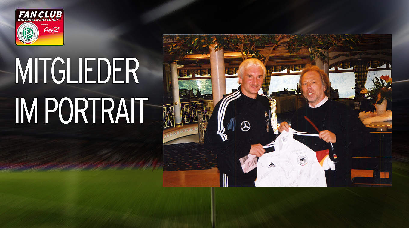 Super-Fan: Manfred Müller mit dem einstigen Teamchef Rudi Völler © Fan Club Nationalmannschaft