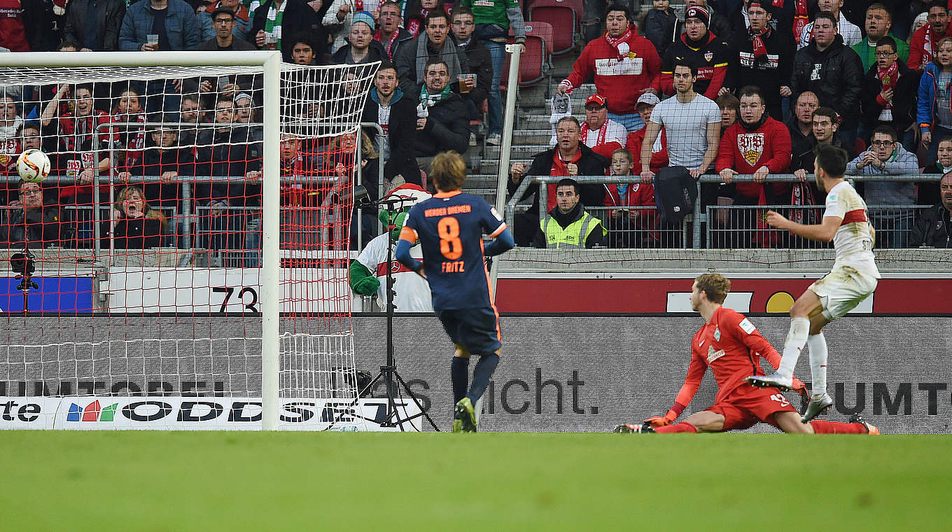 Lukas Rupp put Stuttgart in front in the first half © 2015 Getty Images
