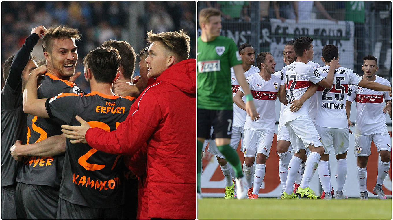 Die Spitzenreiter der Ewigen Tabelle: Rot-Weiß Erfurt und die U 23 des VfB Stuttgart © 2015 Getty Images / DFB