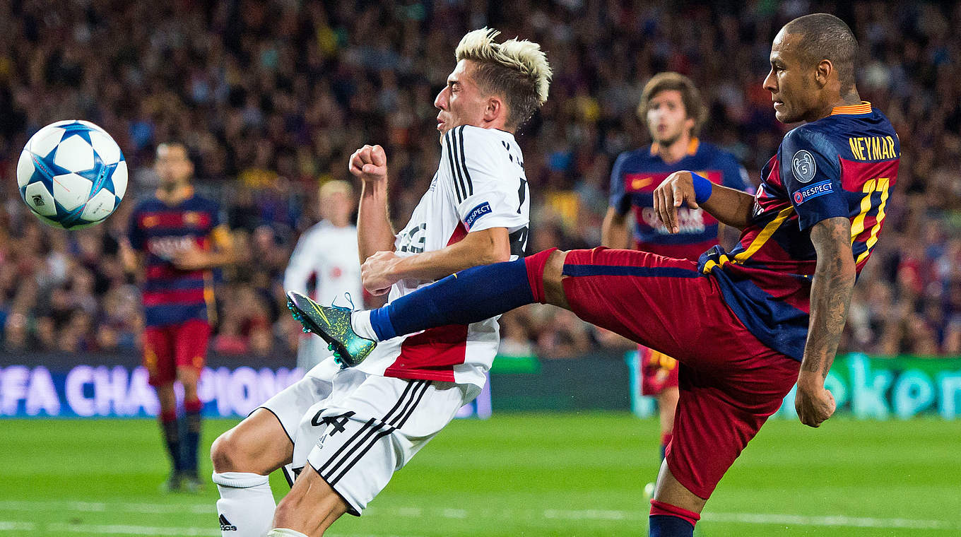 Einer des Barca-"Dreizacks": der Brasilianer Neymar (r.) gegen Leverkusens Kevin Kampl © Getty Images