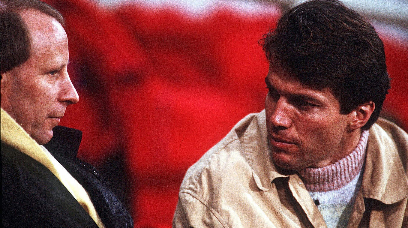 Streithähne 1995: Bundestrainer Vogts (l.) und der Rekordnationalspieler Matthäus © Bongarts/Getty Images