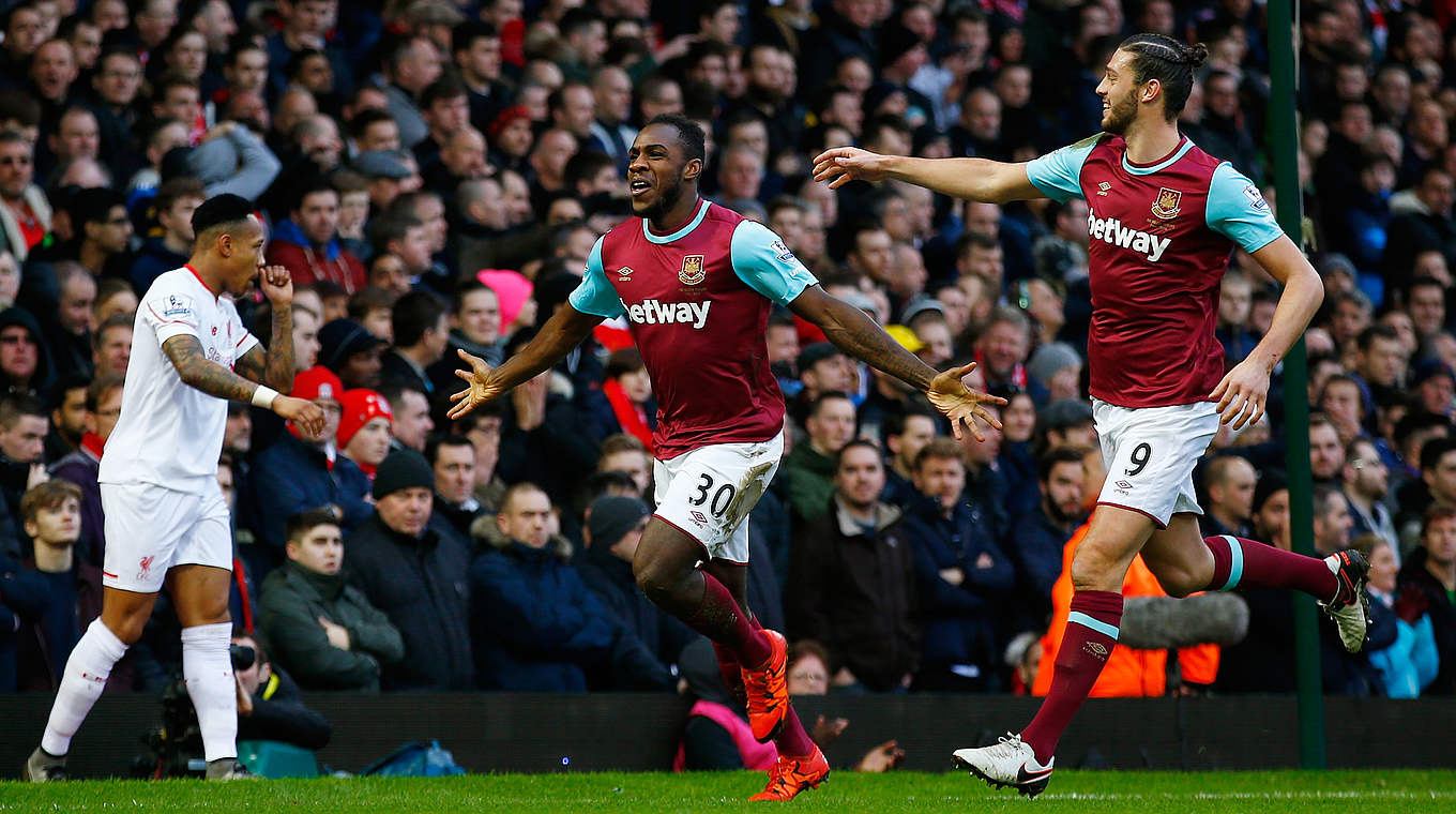 Michail Antonio and Andy Caroll were the goalscorers as West Ham beat Klopp's Liverpool © 2016 Getty Images